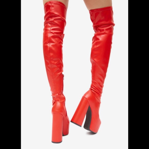 LEMON DROP RED PLATFORM BOOTS - Picture 4 of 6